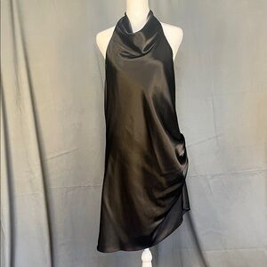 Morgan & Co. Black Satin Backless Dress